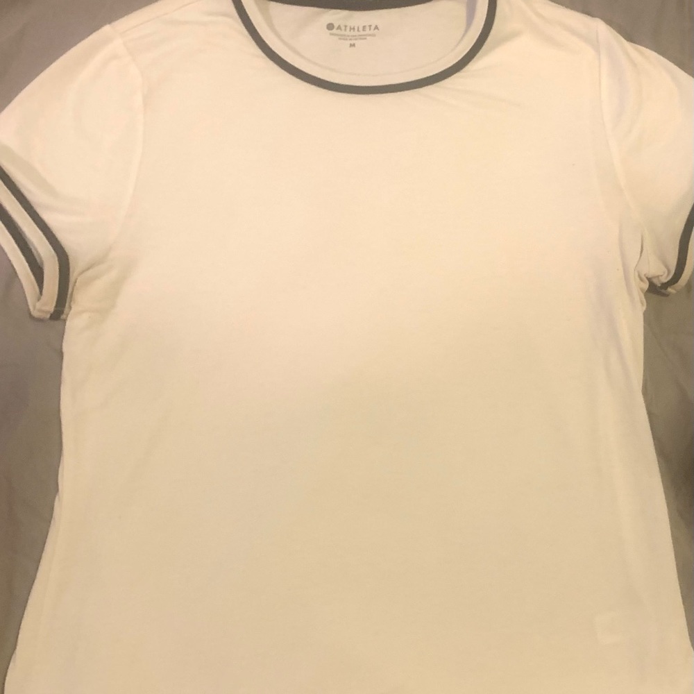 Woman’s Blouse Athleta white/black trim.